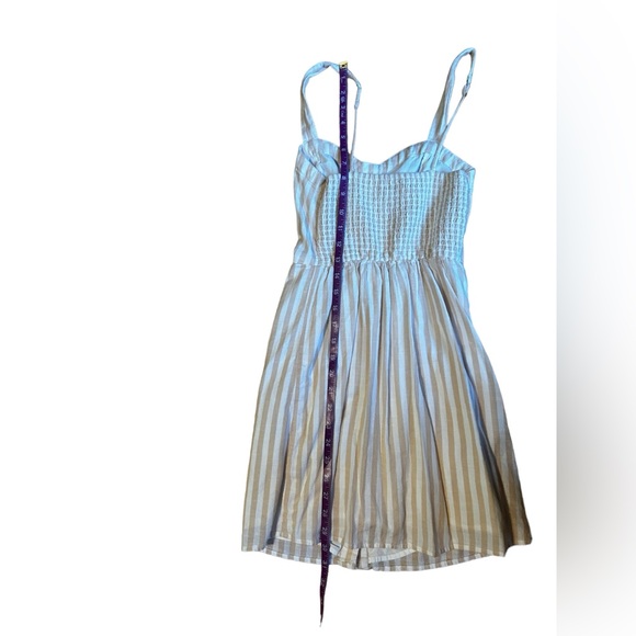 Abercrombie & Fitch Cotton Striped button front mini dress tan and white Size XS - Picture 6 of 11